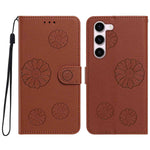 For Samsung Galaxy S23+ Daisy Pattern PU Leather Wallet Phone Cover with Wrist Strap
