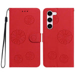 For Samsung Galaxy S23+ Daisy Pattern PU Leather Wallet Phone Cover with Wrist Strap