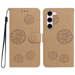 For Samsung Galaxy S23 Daisy Pattern PU Leather Wallet Phone Cover with Wrist Strap