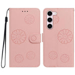 For Samsung Galaxy S23 Daisy Pattern PU Leather Wallet Phone Cover with Wrist Strap