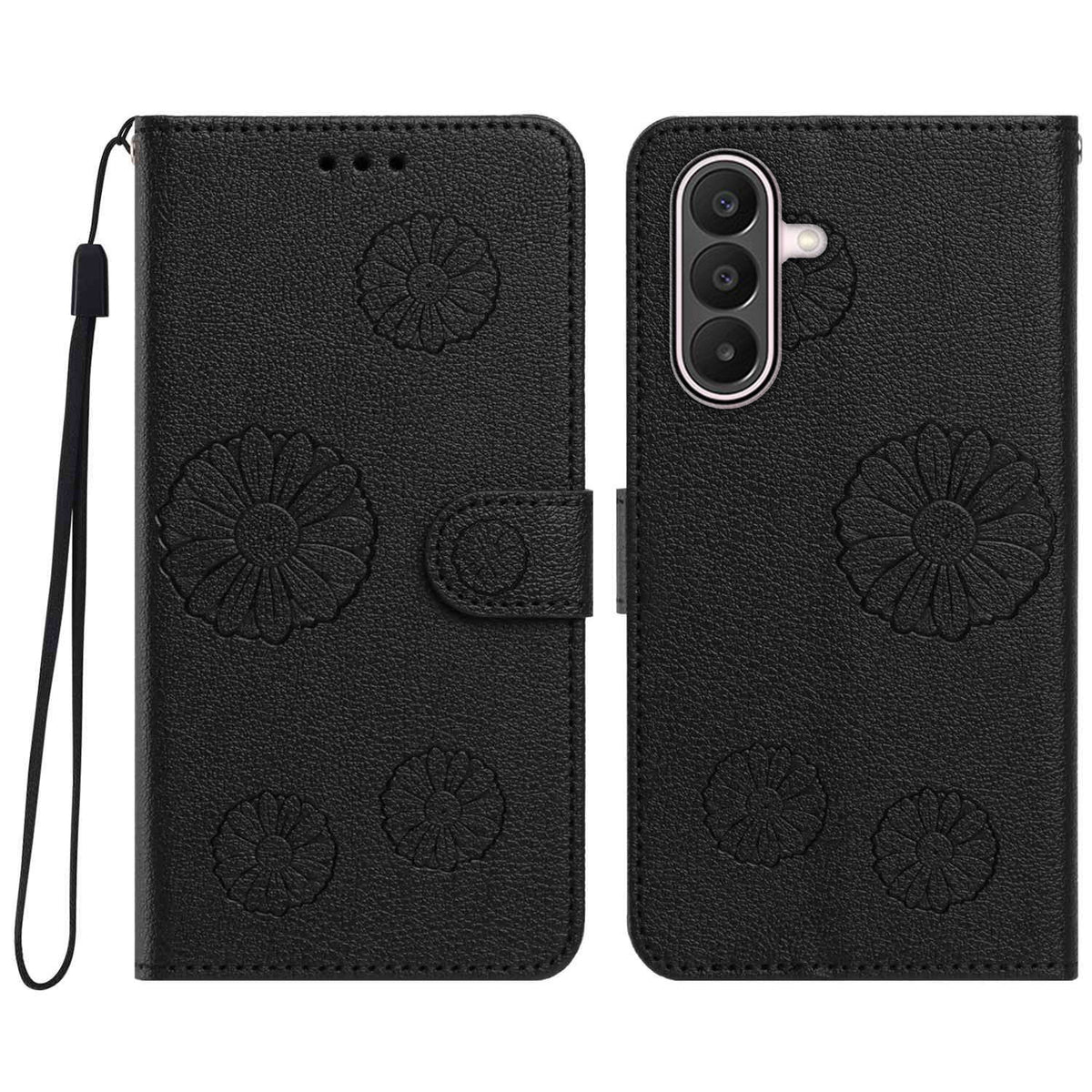 Samsung Galaxy M47 5G / Galaxy A27 5G Plånboksfodral i PU-läder med daisymönster och handledsrem