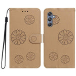 Samsung Galaxy A55 5G Plånboksfodral i PU-läder med daisymönster och handledsrem