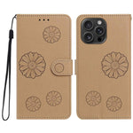 iPhone 13 Pro Max Plånboksfodral i PU-läder med daisymönster och handledsrem