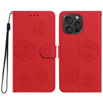 iPhone 13 Pro Max Plånboksfodral i PU-läder med daisymönster och handledsrem