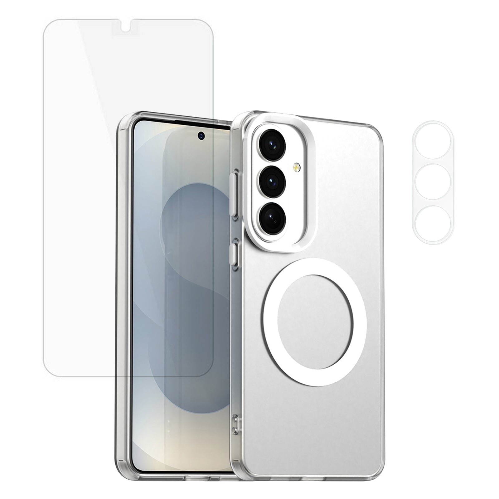 For Samsung Galaxy S26+ Magnetic Case Anti Drop Phone Cover with Camera Lens Protector + Tempered Glass Screen Protector