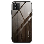 For Samsung Galaxy A04 4G (164.4 x 76.3 x 9.1 mm) Wooden Pattern Back Protector Tempered Glass Shell Phone Case TPU Frame Protective Cover