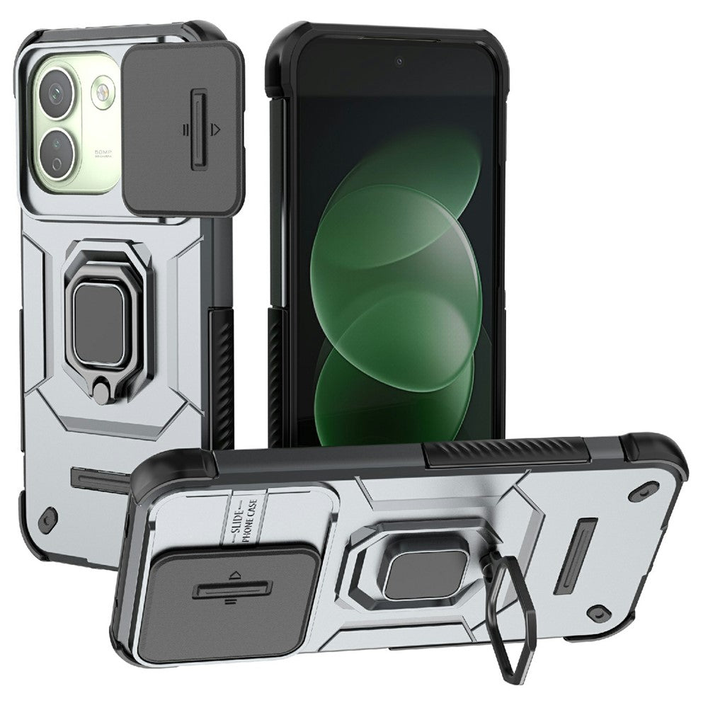 For Xiaomi Redmi Note 17 Pro Max 5G Case PC + TPU Kickstand Phone Protector with Lens Cover