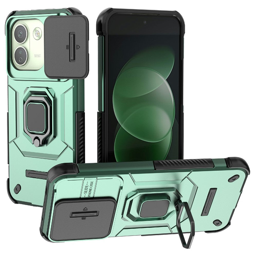 For Xiaomi Redmi Note 17 Pro Max 5G Case PC + TPU Kickstand Phone Protector with Lens Cover