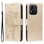 Xiaomi Redmi Note 17 4G (Global) / Xiaomi Redmi Note 17 (Indien/Kina) 5G / Xiaomi Redmi Note 17 5G (Global) mobilskal med stativ Läderplånbok med kattträdmönster