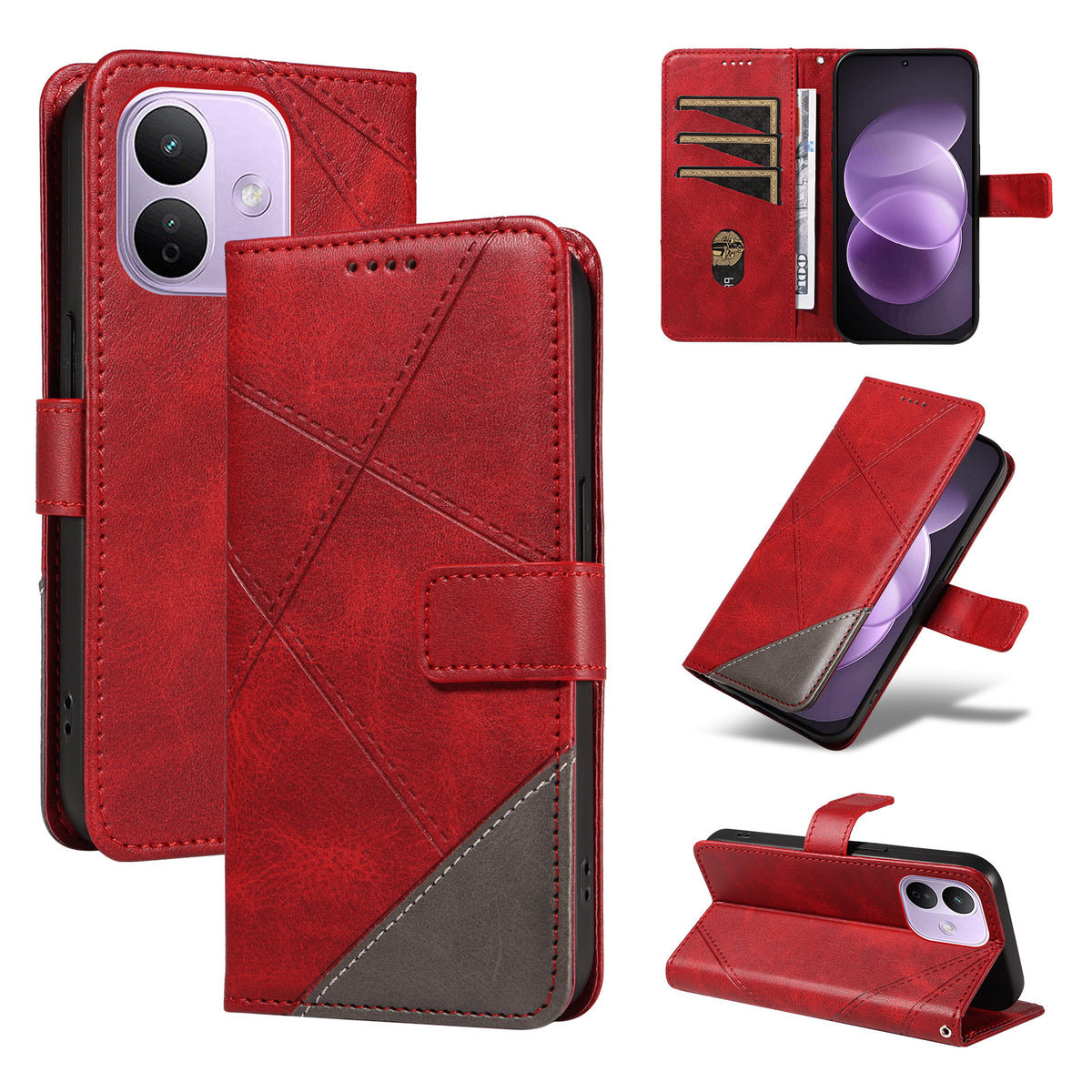 Xiaomi Redmi Note 17 Pro 5G Läderfodral Geometrisk Linjedesign Plånboksfodral med Handledsrem