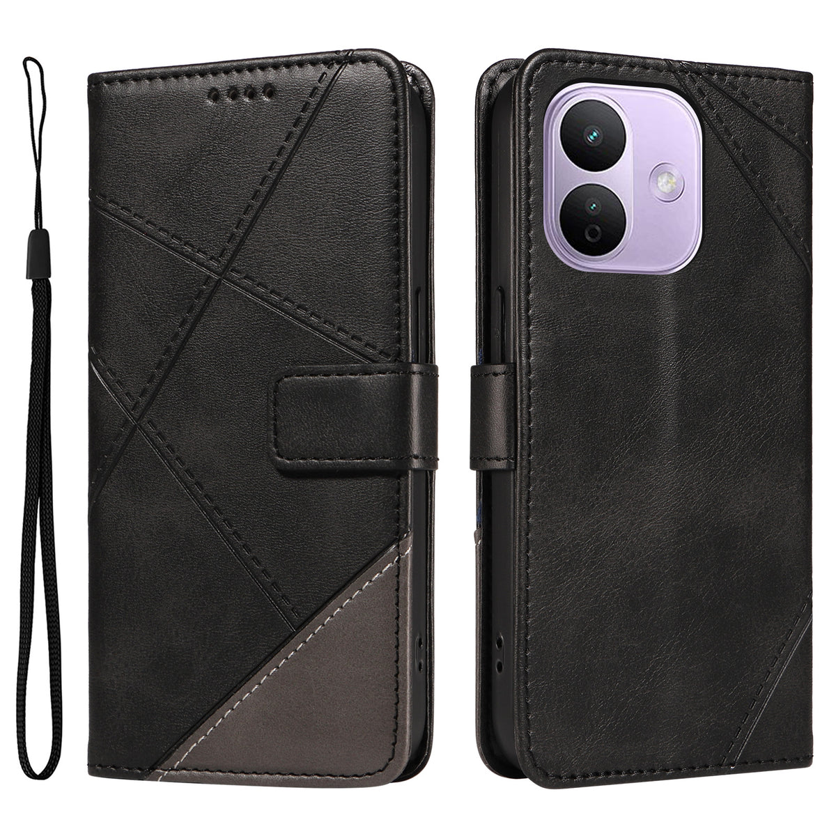 Xiaomi Redmi Note 17 Pro 5G Läderfodral Geometrisk Linjedesign Plånboksfodral med Handledsrem