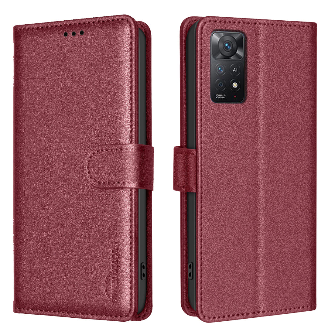 BINFEN COLOR for Xiaomi Redmi Note 11 Pro BF32 Leather Case Wallet RFID Blocking Phone Cover