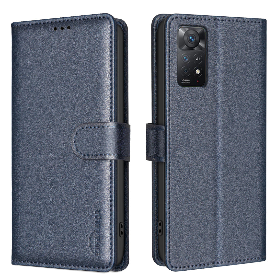 BINFEN COLOR for Xiaomi Redmi Note 11 Pro BF32 Leather Case Wallet RFID Blocking Phone Cover