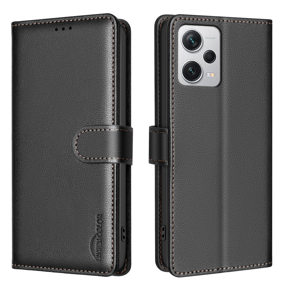 BINFEN COLOR för Xiaomi Redmi Note 12 Pro+ 5G BF32 Läderfodral Plånbok RFID-blockerande mobilskydd