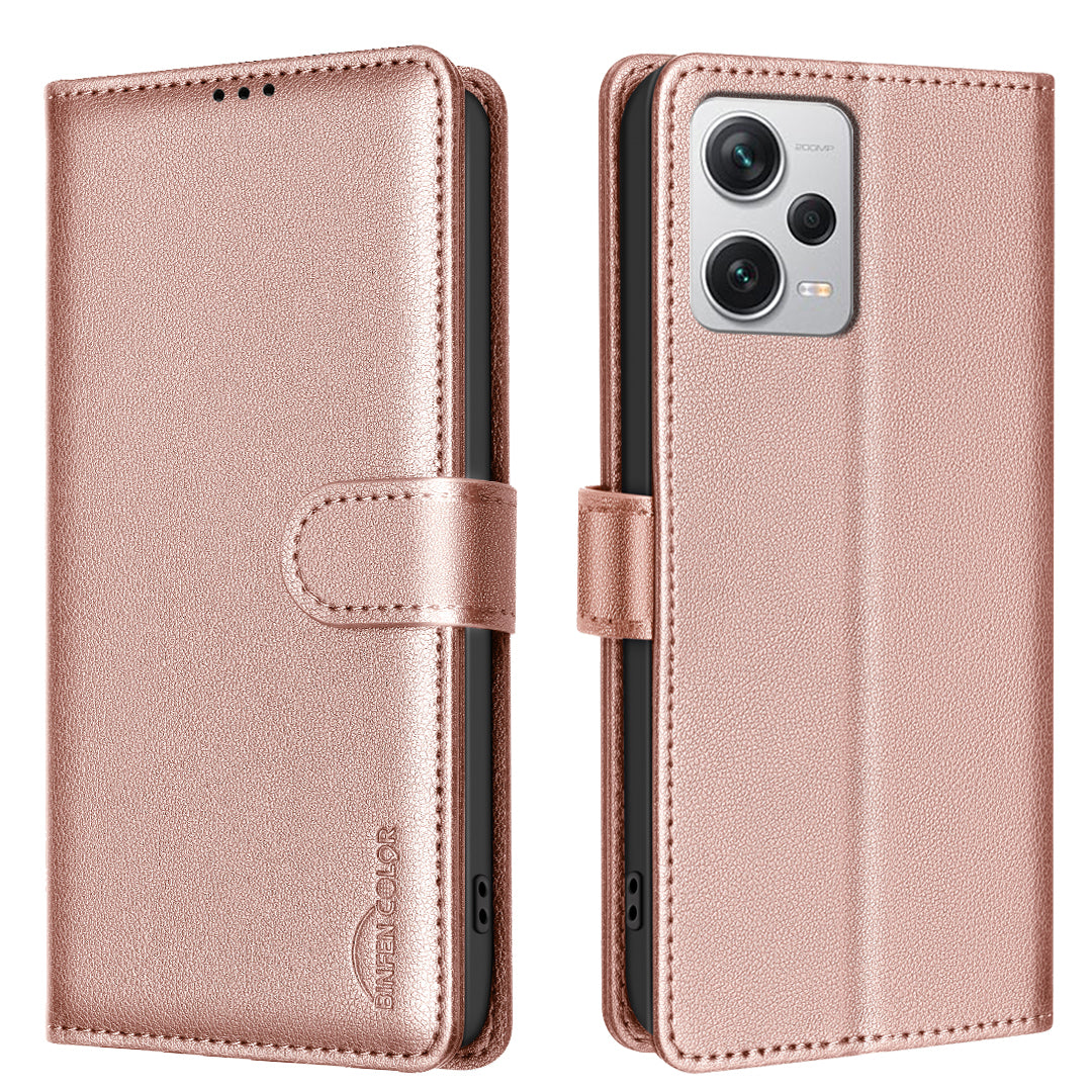 BINFEN COLOR för Xiaomi Redmi Note 12 Pro+ 5G BF32 Läderfodral Plånbok RFID-blockerande mobilskydd