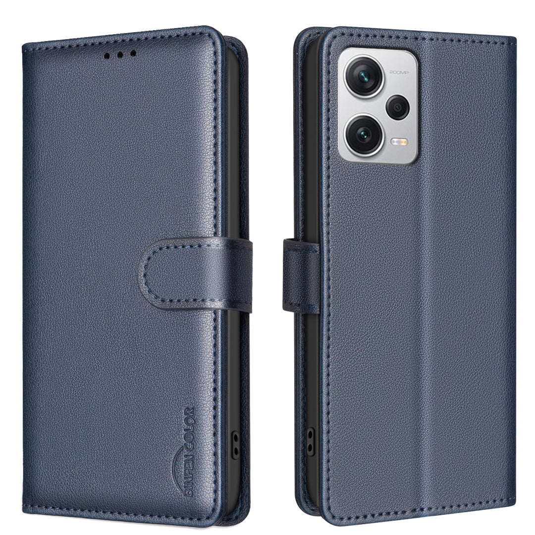 BINFEN COLOR för Xiaomi Redmi Note 12 Pro+ 5G BF32 Läderfodral Plånbok RFID-blockerande mobilskydd