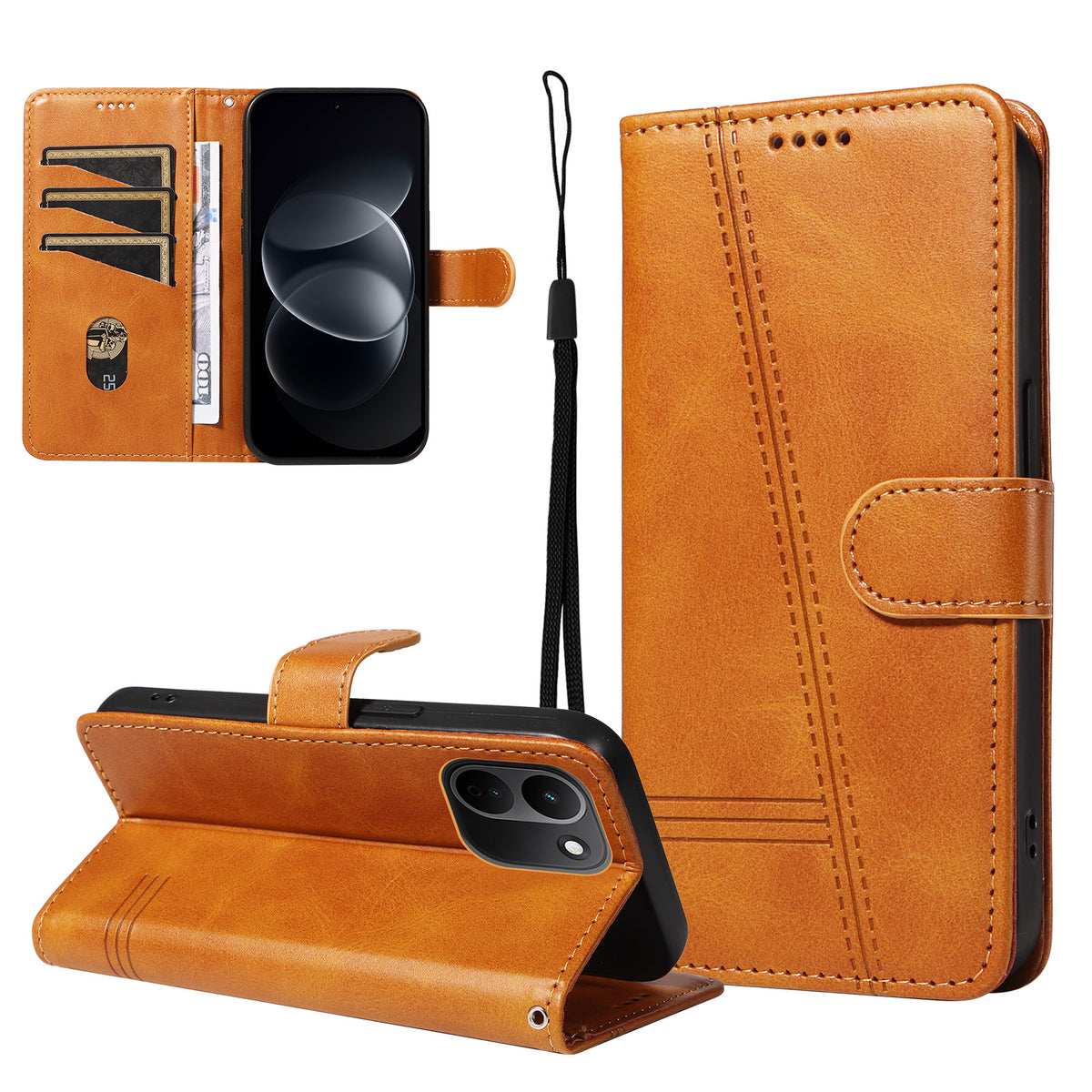 For Xiaomi Redmi Note 17 Pro+ 5G / Xiaomi Redmi Note 17 Pro Max 5G Wallet Case T-Shape Lines Leather Phone Cover Stand