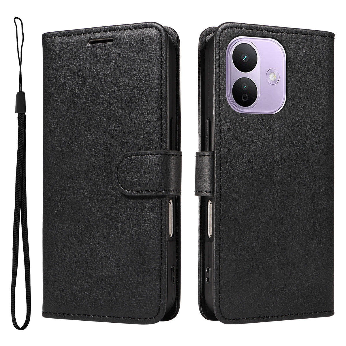 For Xiaomi Redmi Note 17 Pro 5G Leather Wallet Case with Strap Solid Color Phone Stand Cover
