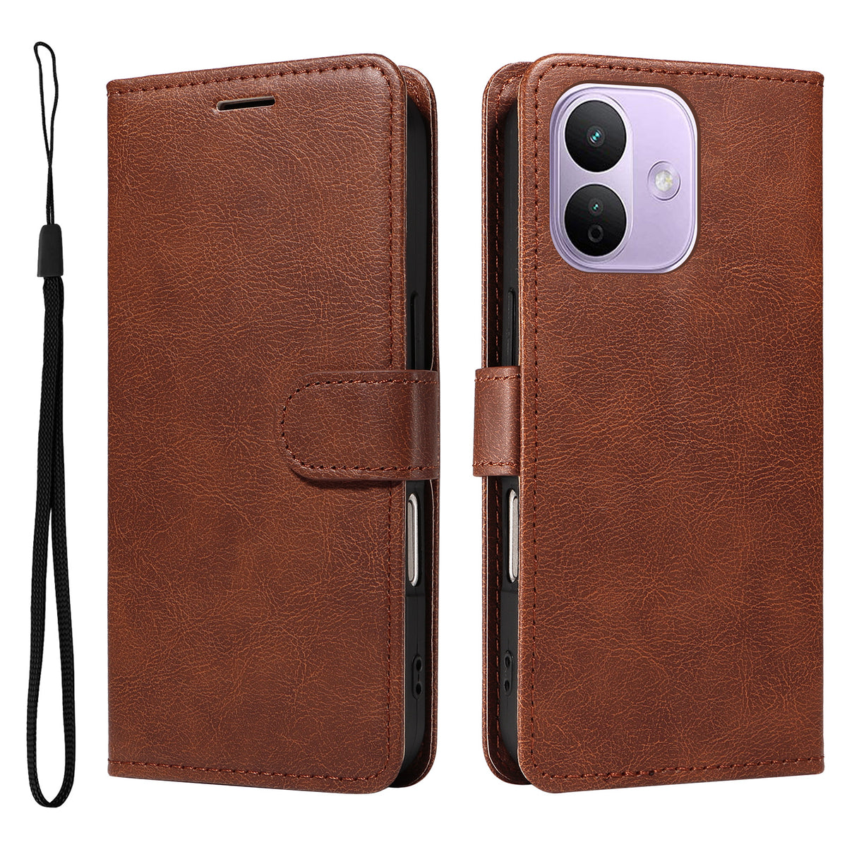 For Xiaomi Redmi Note 17 Pro 5G Leather Wallet Case with Strap Solid Color Phone Stand Cover