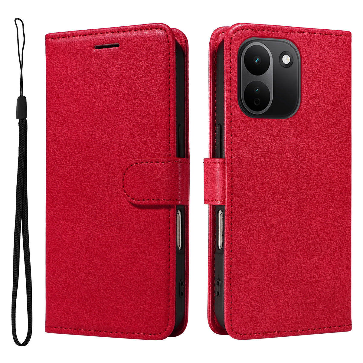 For Xiaomi Redmi Note 17 Pro+ 5G / Xiaomi Redmi Note 17 Pro Max 5G Leather Wallet Case with Strap Solid Color Phone Stand Cover