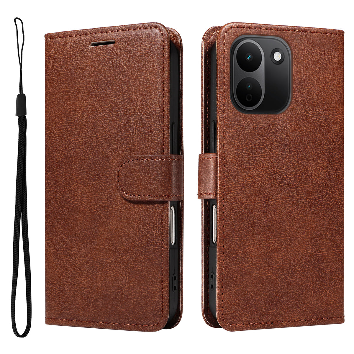 For Xiaomi Redmi Note 17 Pro+ 5G / Xiaomi Redmi Note 17 Pro Max 5G Leather Wallet Case with Strap Solid Color Phone Stand Cover