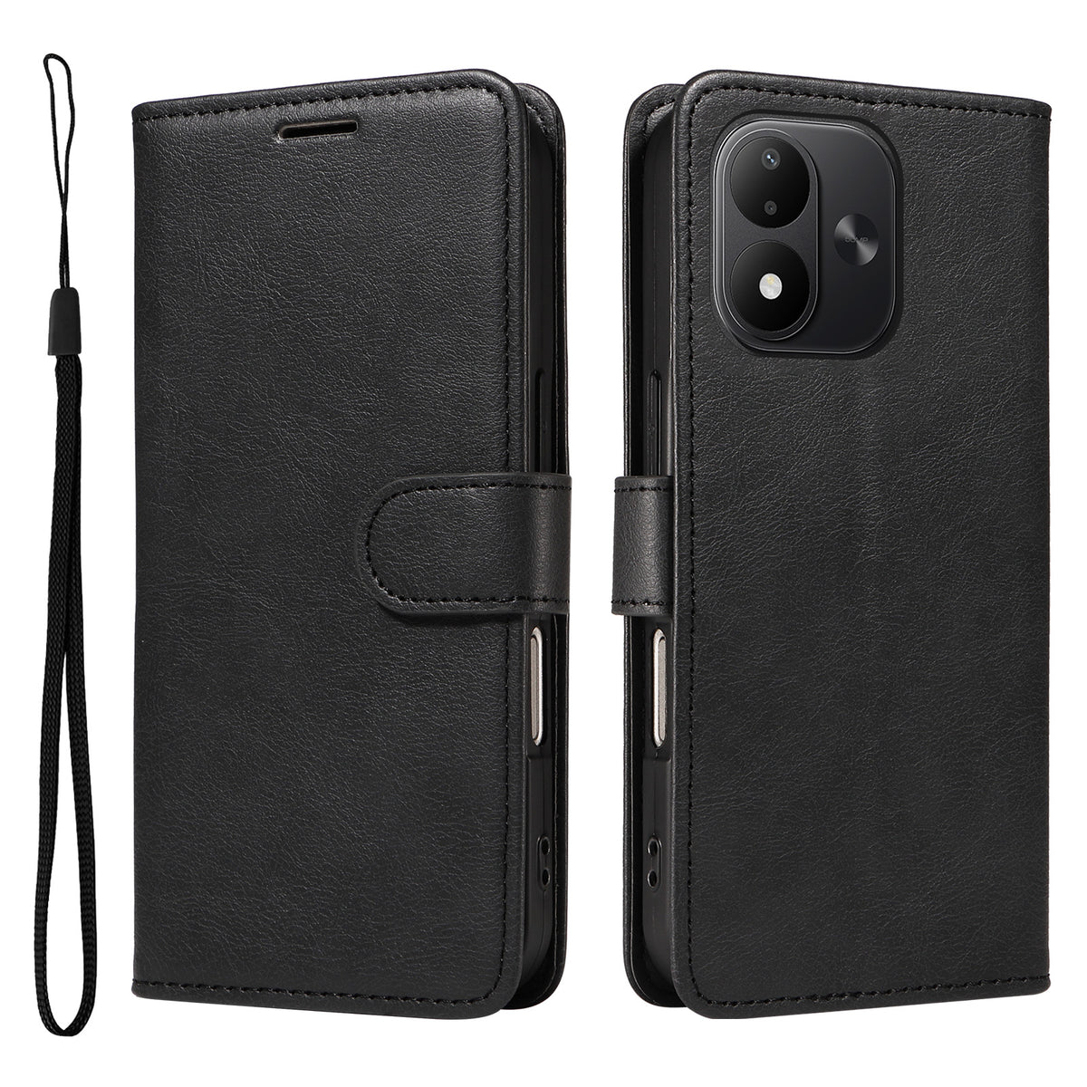 Xiaomi Redmi Note 17 4G (Global) / Xiaomi Redmi Note 17 (Indien/Kina) 5G / Xiaomi Redmi Note 17 5G (Global) Läderplånboksfodral med rem Enfärgat mobilstativ