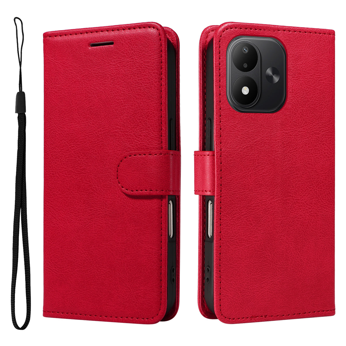 Xiaomi Redmi Note 17 4G (Global) / Xiaomi Redmi Note 17 (Indien/Kina) 5G / Xiaomi Redmi Note 17 5G (Global) Läderplånboksfodral med rem Enfärgat mobilstativ
