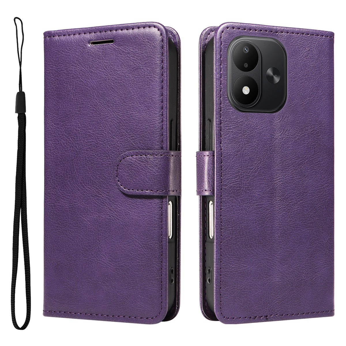 Xiaomi Redmi Note 17 4G (Global) / Xiaomi Redmi Note 17 (Indien/Kina) 5G / Xiaomi Redmi Note 17 5G (Global) Läderplånboksfodral med rem Enfärgat mobilstativ