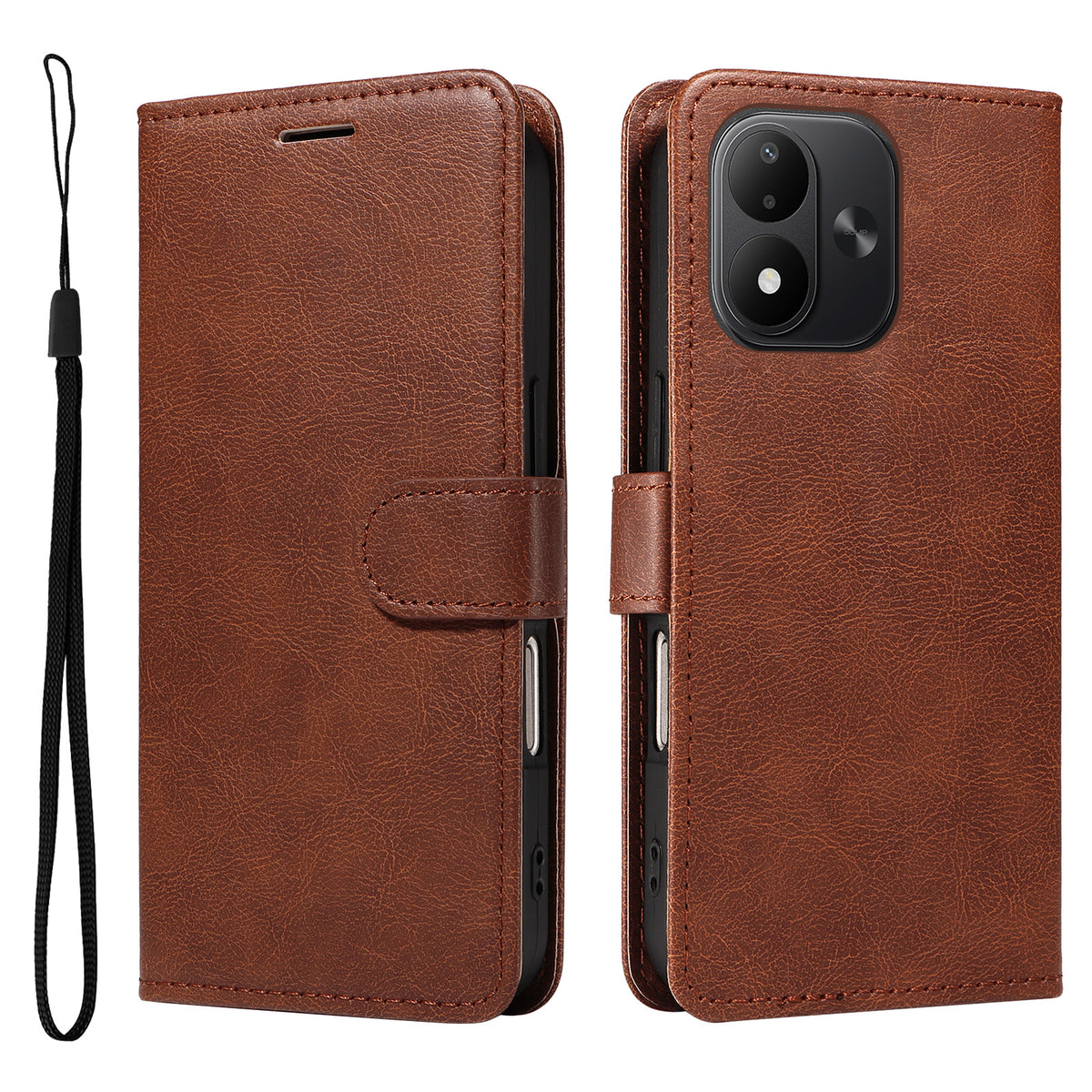 Xiaomi Redmi Note 17 4G (Global) / Xiaomi Redmi Note 17 (Indien/Kina) 5G / Xiaomi Redmi Note 17 5G (Global) Läderplånboksfodral med rem Enfärgat mobilstativ