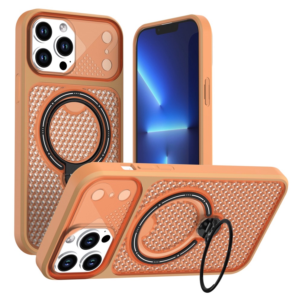 iPhone 13 Pro Max-skal med ringstöd, honungskaka, värmeavledande PC + TPU-mobilskal