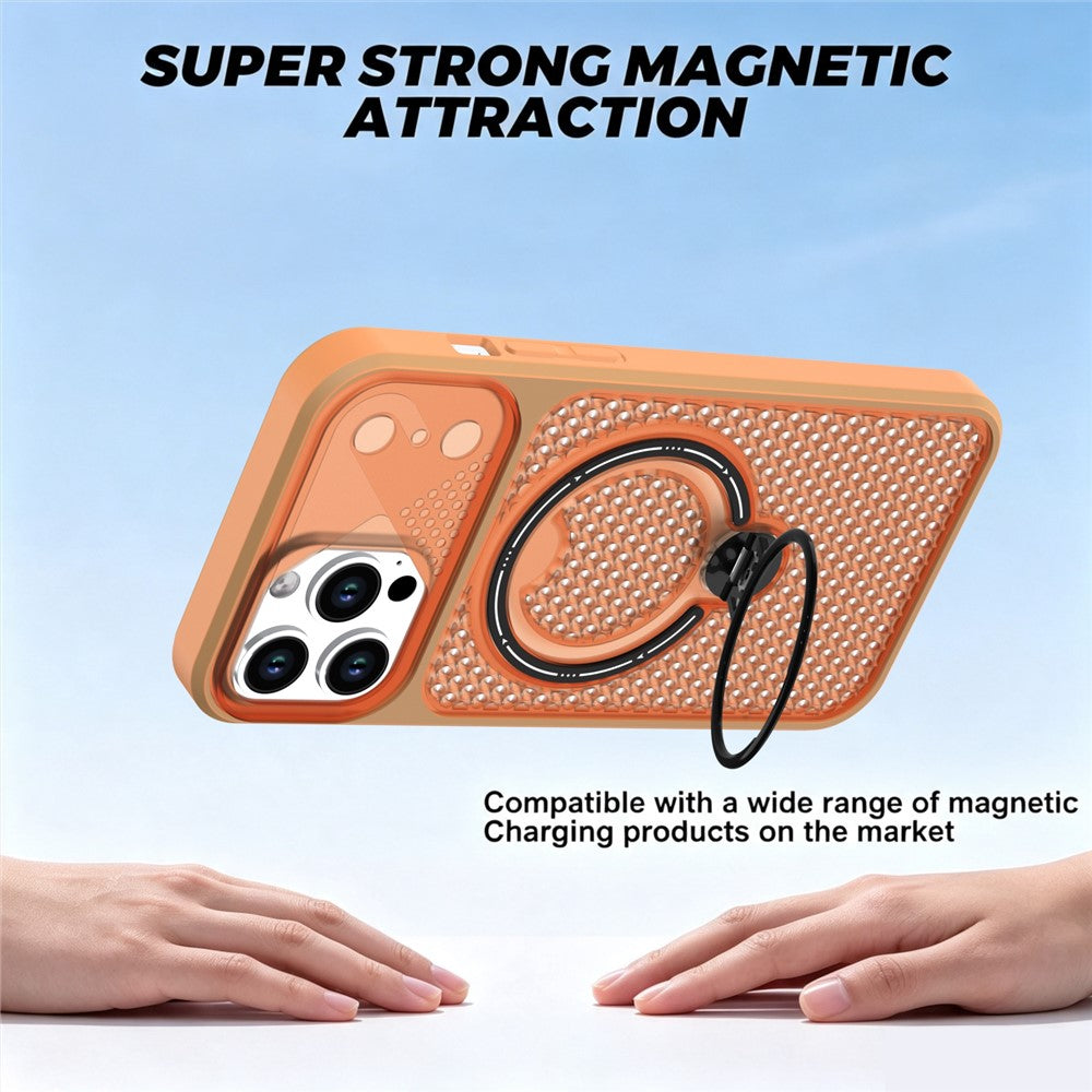 iPhone 13 Pro Max-skal med ringstöd, honungskaka, värmeavledande PC + TPU-mobilskal