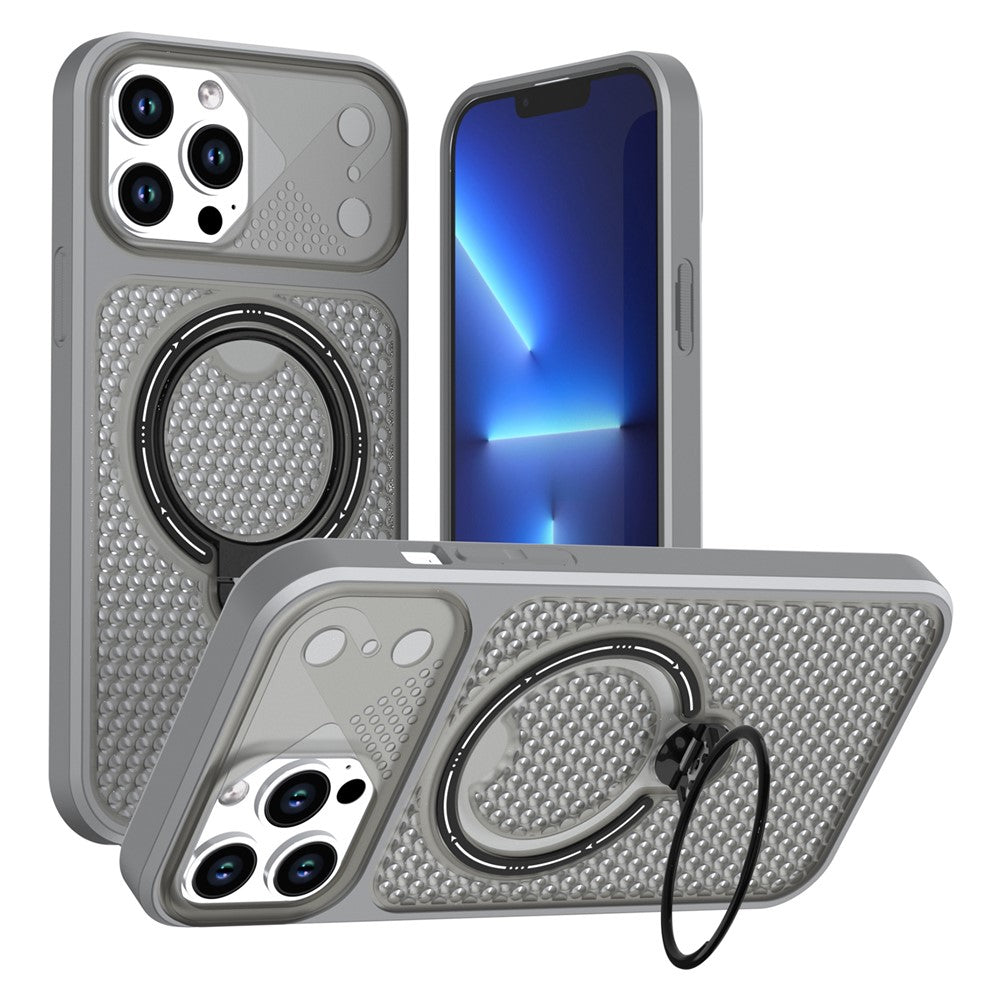 iPhone 13 Pro Max-skal med ringstöd, honungskaka, värmeavledande PC + TPU-mobilskal