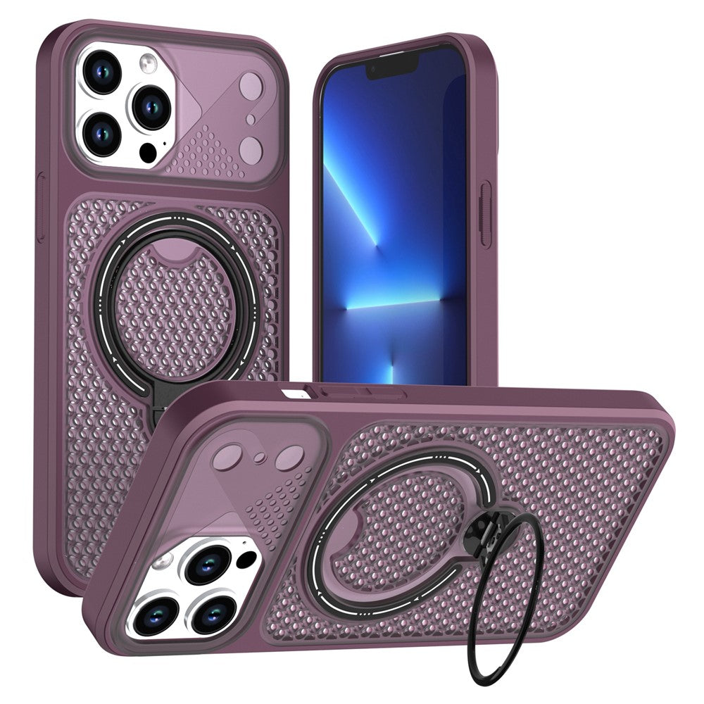 iPhone 13 Pro Max-skal med ringstöd, honungskaka, värmeavledande PC + TPU-mobilskal