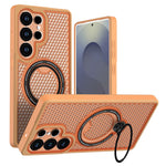 Samsung Galaxy S25 Ultra Skal Ring Stöd Honeycomb Värmeavledande PC + TPU mobilskal