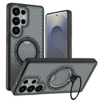 Samsung Galaxy S25 Ultra Skal Ring Stöd Honeycomb Värmeavledande PC + TPU mobilskal