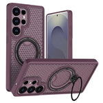 Samsung Galaxy S25 Ultra Skal Ring Stöd Honeycomb Värmeavledande PC + TPU mobilskal