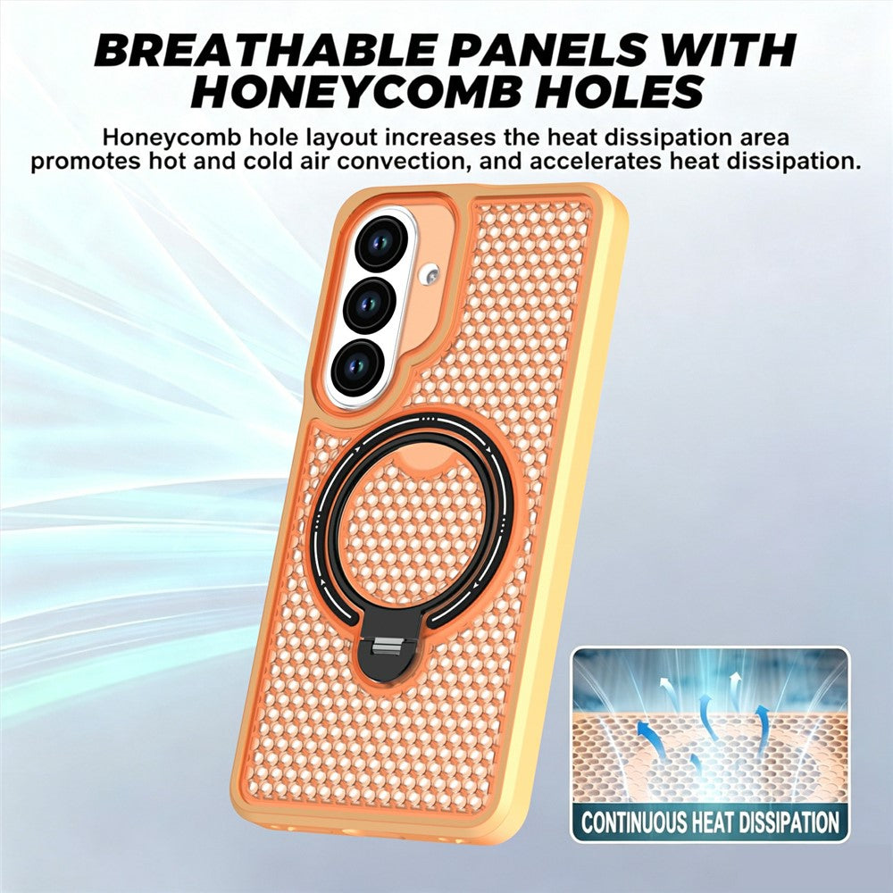 Samsung Galaxy S26 Skal Ring Stöd Honeycomb Värmeavledande PC + TPU mobilskal