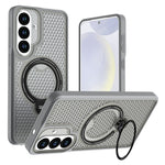 Samsung Galaxy S26+-cover med ringstøtte, bikagemønster, varmeafledende PC + TPU-mobilcover