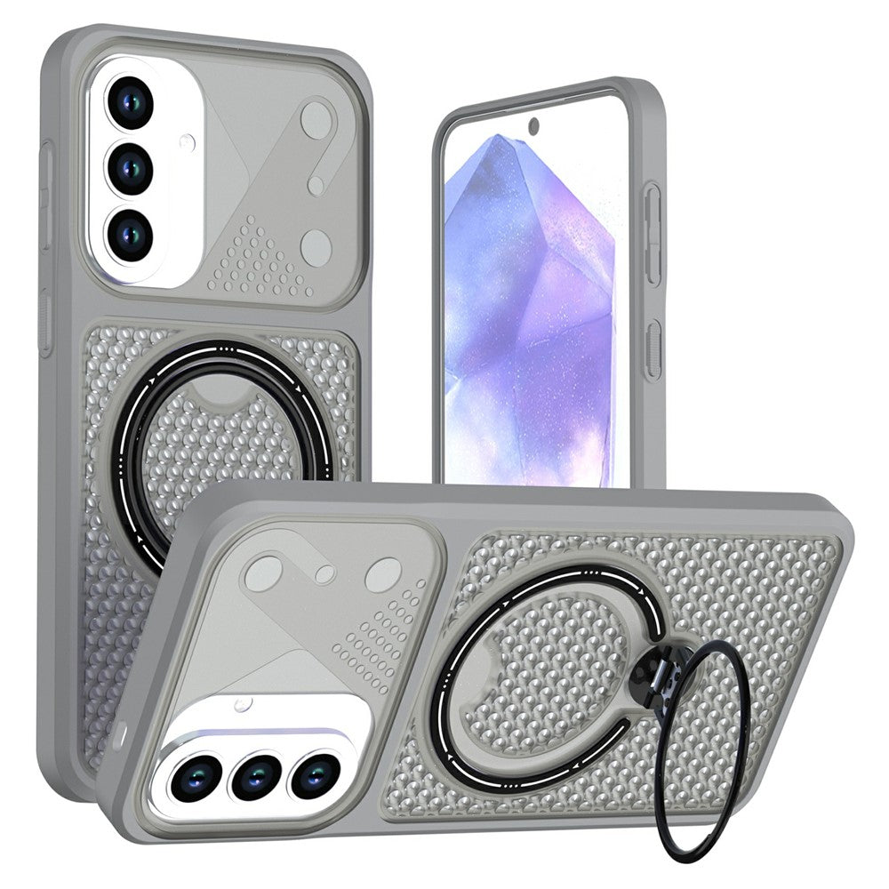 Samsung Galaxy A57 5G Skal Ring Stöd Honeycomb Värmeavledande PC + TPU mobilskal
