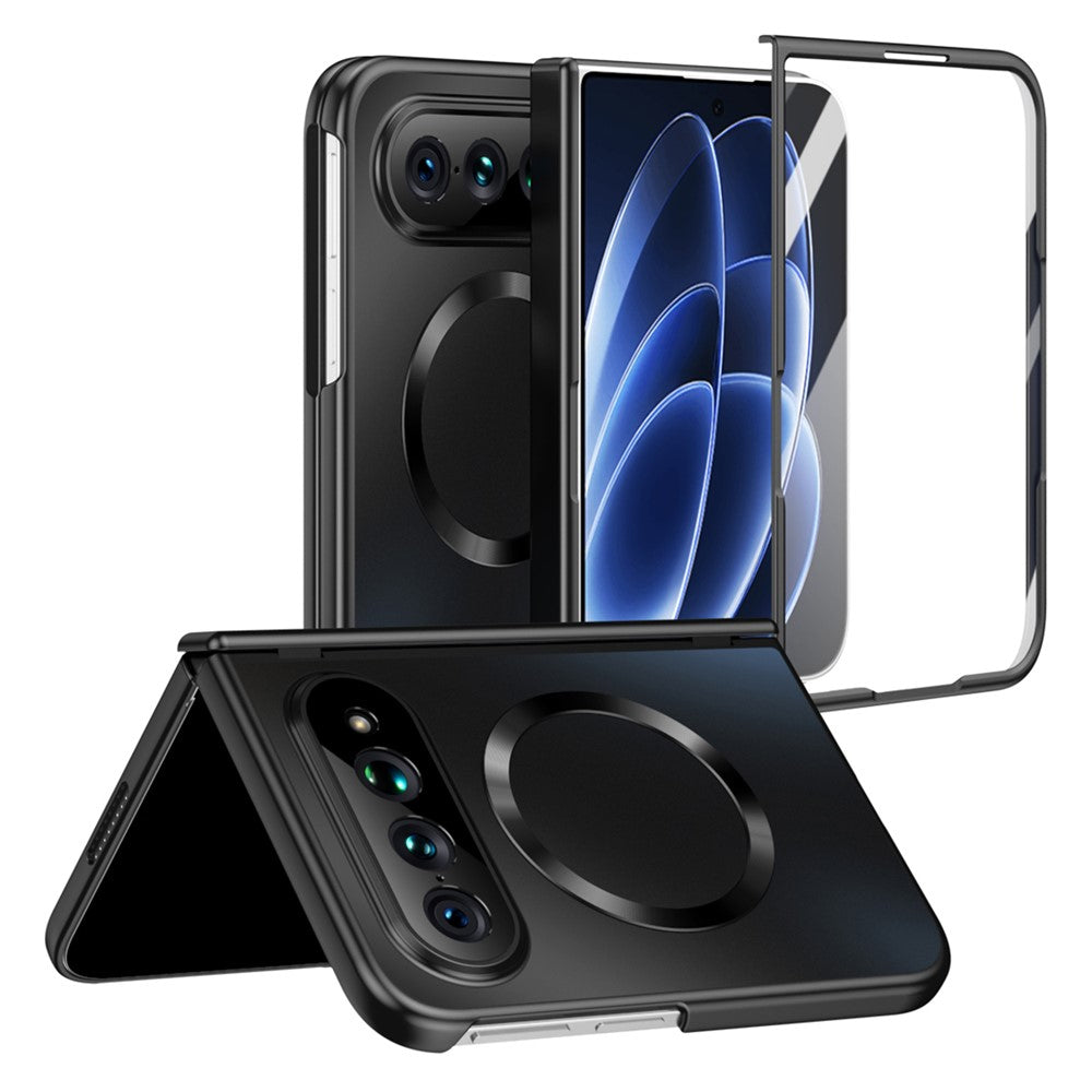 Xiaomi 18 Fold Magnetiskt Skal Elektropläterat PC Stötsäkert Skyddsfodral med Härdat Glasfilm