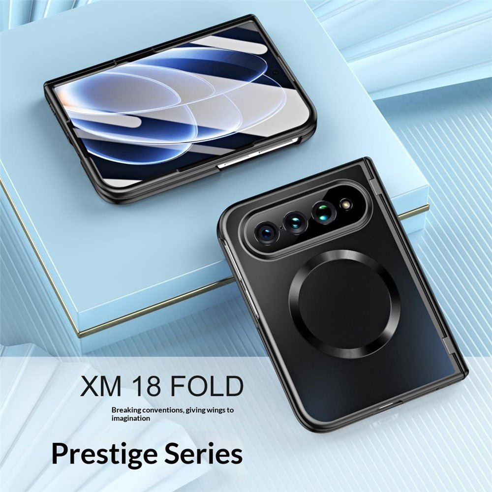 Xiaomi 18 Fold Magnetiskt Skal Elektropläterat PC Stötsäkert Skyddsfodral med Härdat Glasfilm
