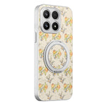 For Xiaomi 17 Case Rotating Kickstand Floral Pattern Leather Coated PC + TPU Anti Drop Phone Cover