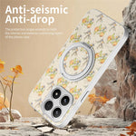 For Xiaomi 17 Case Rotating Kickstand Floral Pattern Leather Coated PC + TPU Anti Drop Phone Cover