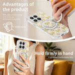 For Xiaomi 17 Case Rotating Kickstand Floral Pattern Leather Coated PC + TPU Anti Drop Phone Cover