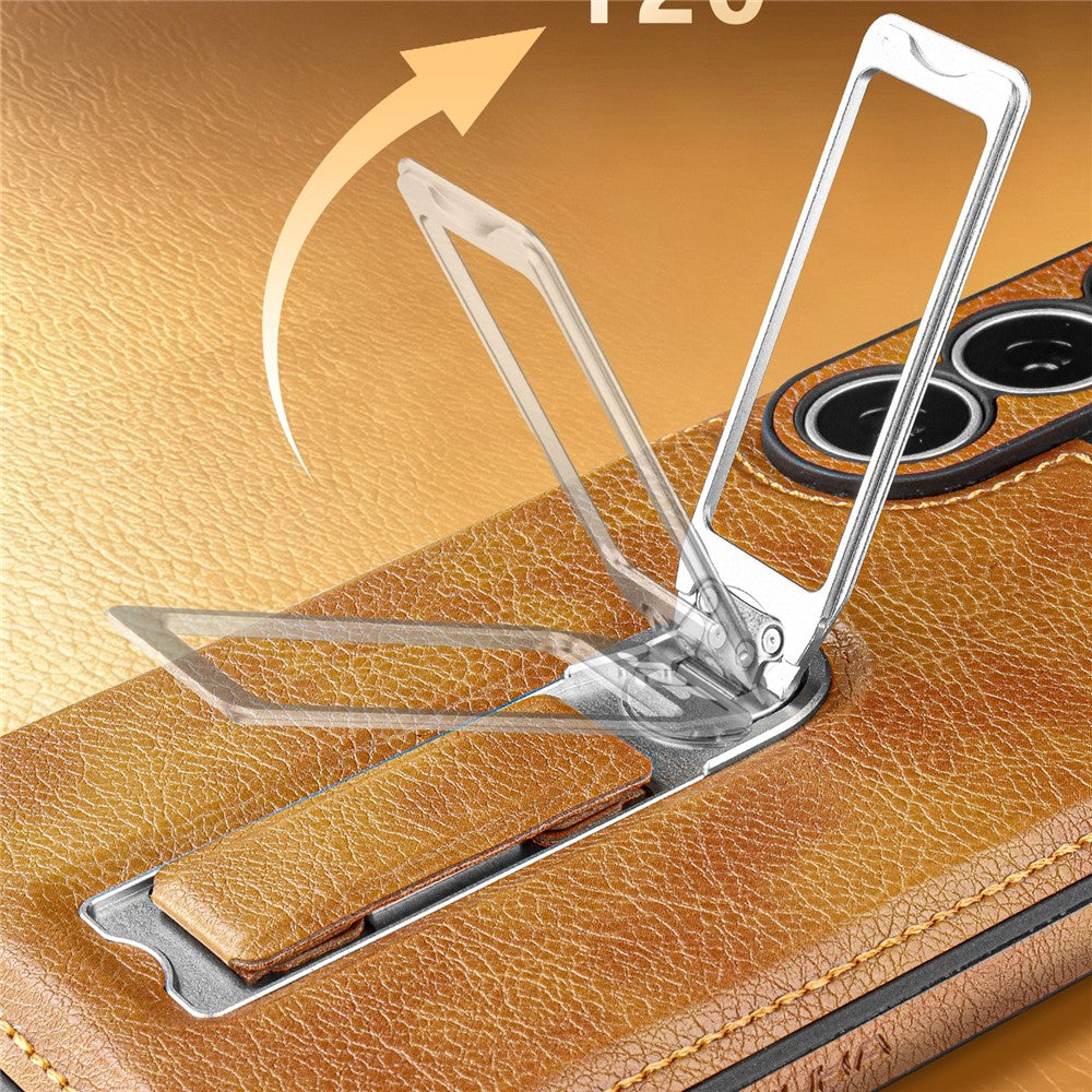JINDUKA J38 For Samsung Galaxy S24 Ultra Case Anti Drop Anti Scratch Ring Kickstand PU + PC + TPU Phone Back Cover