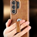 JINDUKA J38 For Samsung Galaxy S24 Ultra Case Anti Drop Anti Scratch Ring Kickstand PU + PC + TPU Phone Back Cover