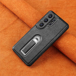 JINDUKA J38 For Samsung Galaxy S24 Ultra Case Anti Drop Anti Scratch Ring Kickstand PU + PC + TPU Phone Back Cover