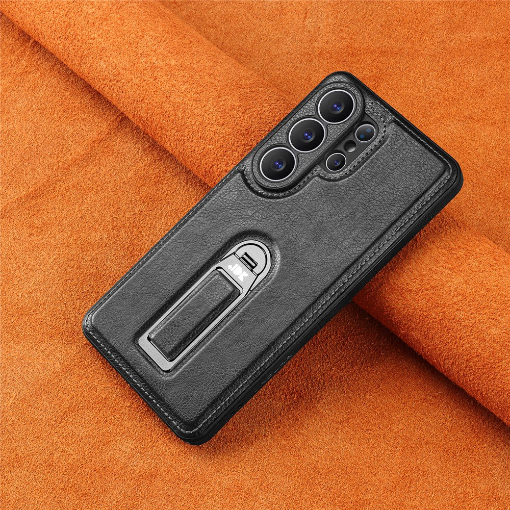 JINDUKA J38 For Samsung Galaxy S24 Ultra Case Anti Drop Anti Scratch Ring Kickstand PU + PC + TPU Phone Back Cover