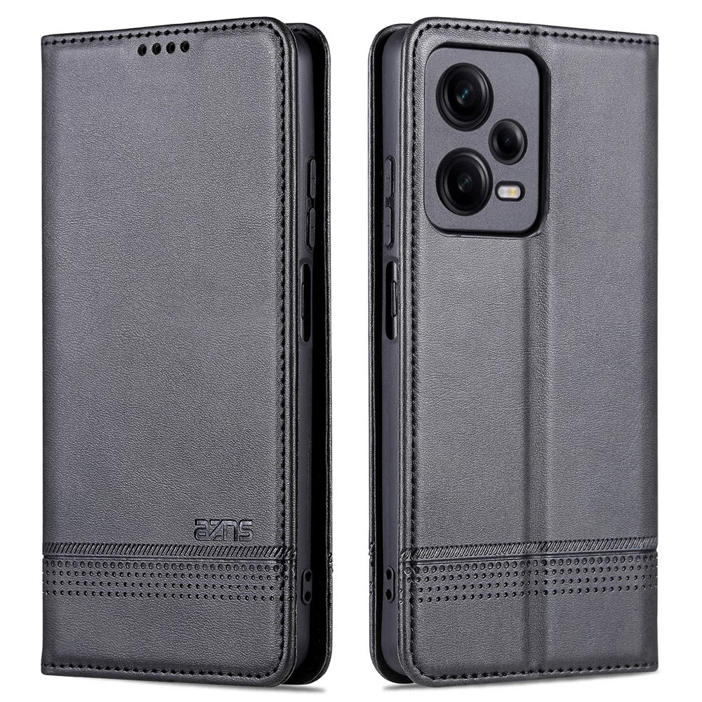 AZNS For Xiaomi Redmi Note 12 Pro+ 5G Cowhide Texture PU Leather Case Magnetic Auto-absorbed Stand Wallet Phone Cover