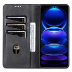AZNS For Xiaomi Redmi Note 12 Pro+ 5G Cowhide Texture PU Leather Case Magnetic Auto-absorbed Stand Wallet Phone Cover